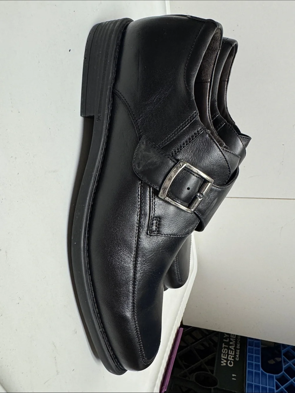 Johnston & Murphy Cullis Monk Black Leather Single Strap Loafers